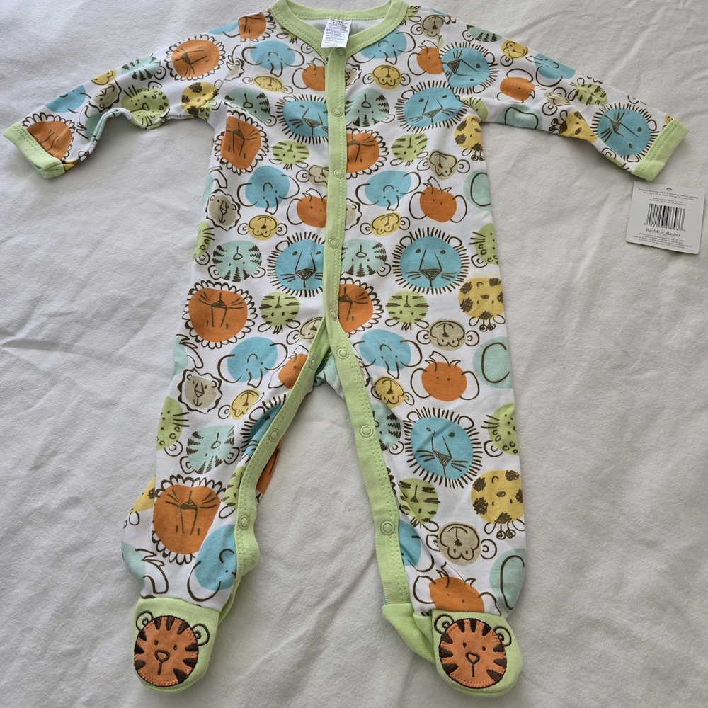Baby Starters Animal Print Footie - Orange, Blue, Green